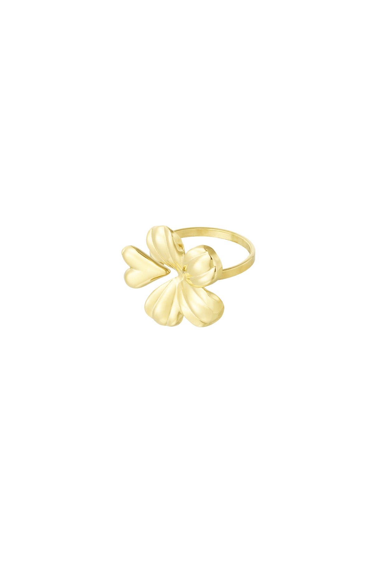 Goudkleurige romantische bloemen ring
