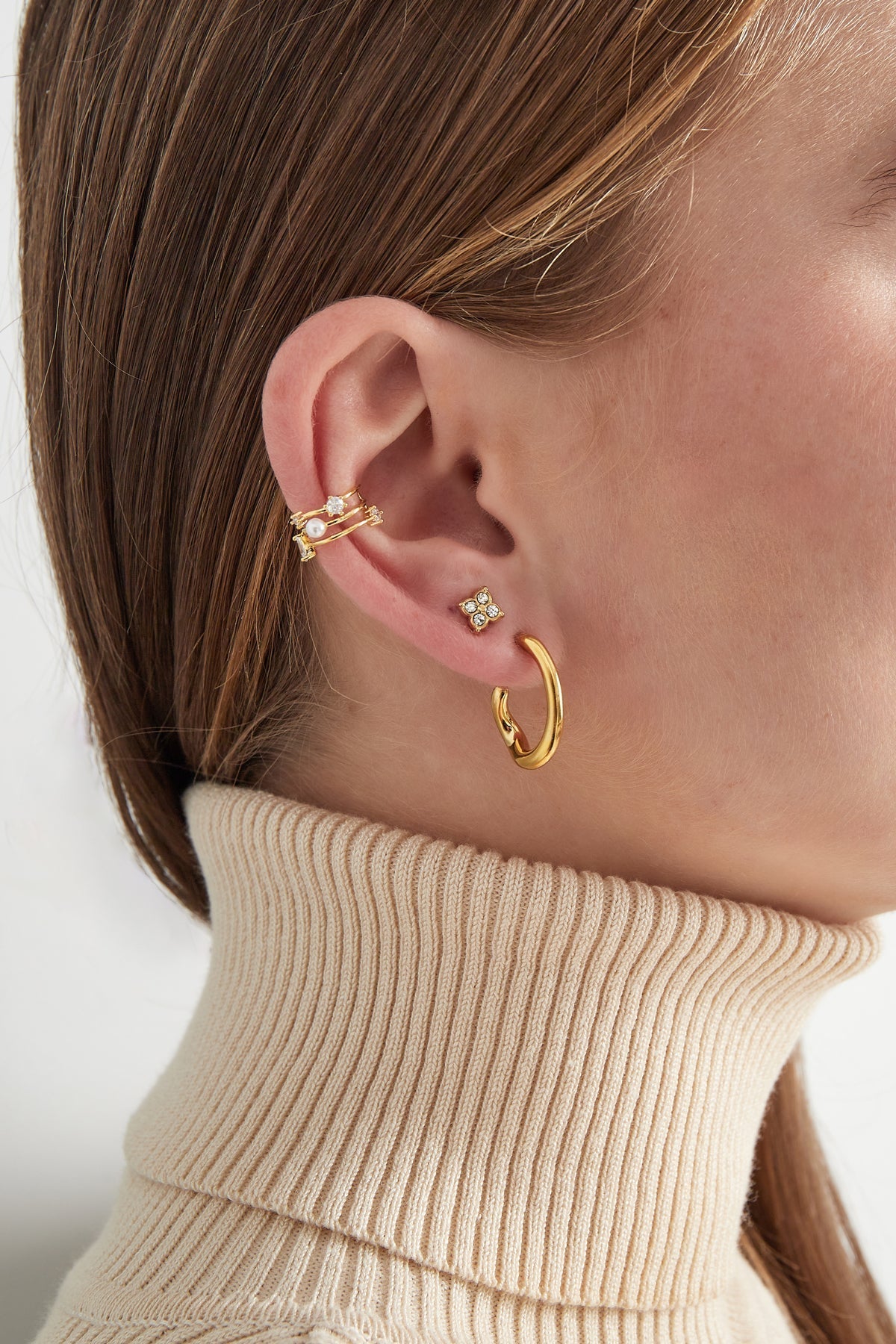 zilverkleur earcuf parel glans