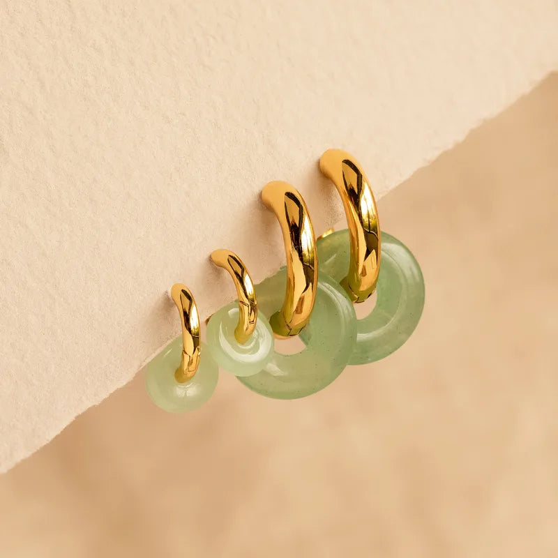 Kleine ronde oorbellen met aventurijn