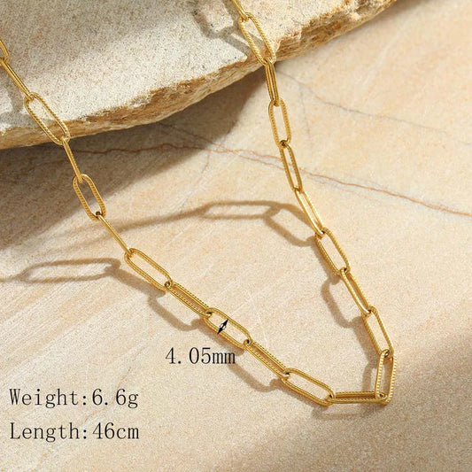 Ketting met bewerkte schakels Goudkleurig