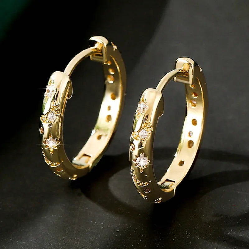 Goudkleurige Oorringen met witte zirconia