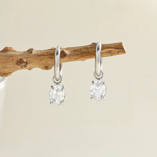 Zilverkleurige Creolen Met doorzichtige Zirconia
