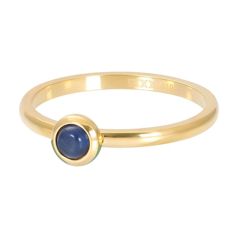 6mm Natural Stone Navy Blue ring 2mm Goud Ixxxi Jewelry