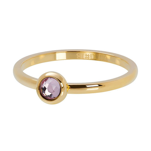 Ring 1 Zirconia Pink 2mm goud ixxxi Jewelry