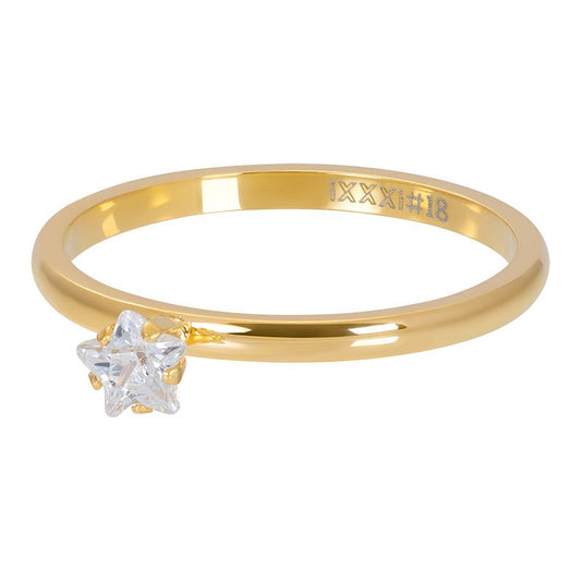 ring Star Crystal Stone 2mm Goud Jewelry