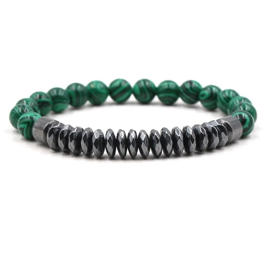 natuursteen armband malachiet met hematiet