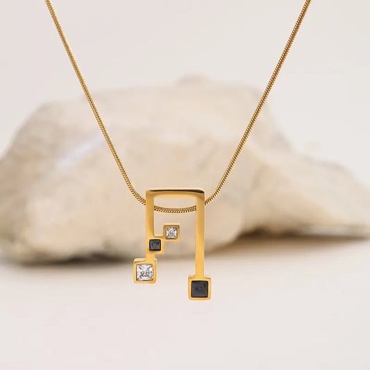 Muzieklabel ketting met steentjes