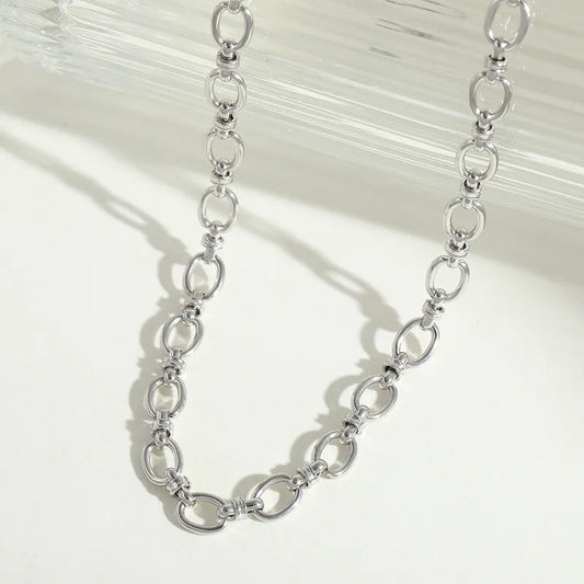 Grove elegante zilverkleurige schakelketting