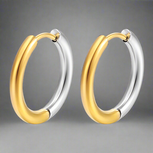 Zilver met goudkleurige oorringen