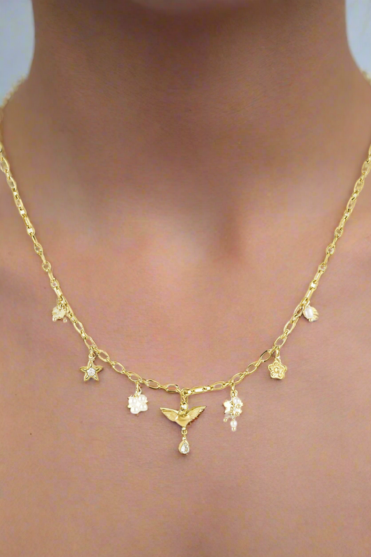 Goudkleurige engel bedelketting