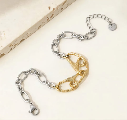 1 Armband goud met zilveren schakels