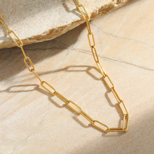 Ketting met bewerkte schakels Goudkleurig