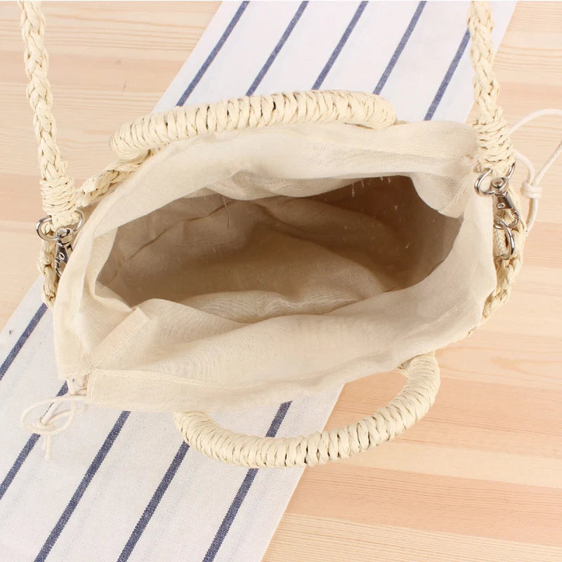Kleine crossbody stro handtas  Beige